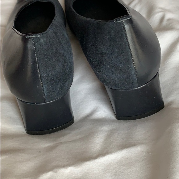 Navy & suede dress flats/loafers 1 1/2” heel - Picture 3 of 6